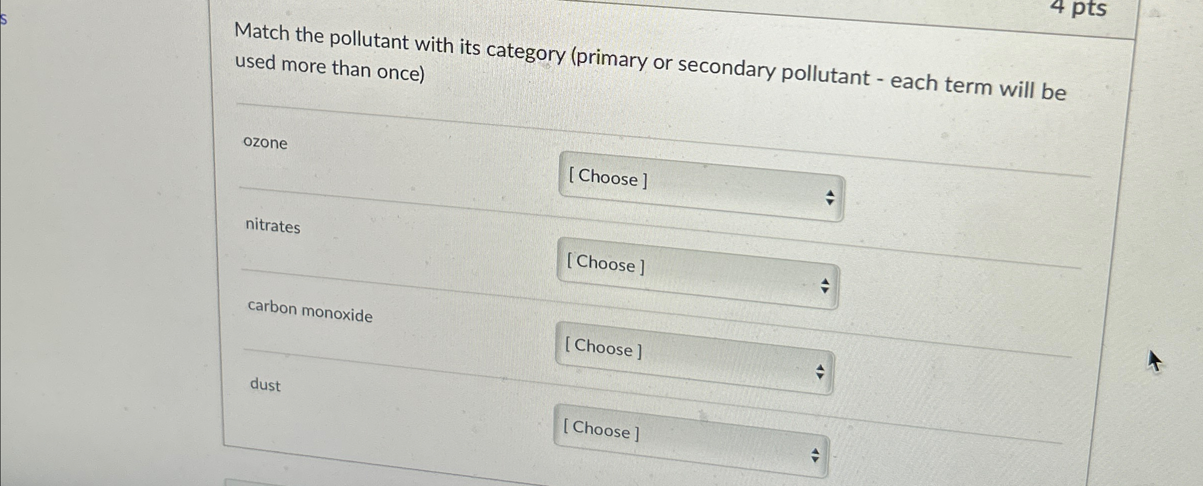 Solved Match the pollutant with its category (primary or | Chegg.com