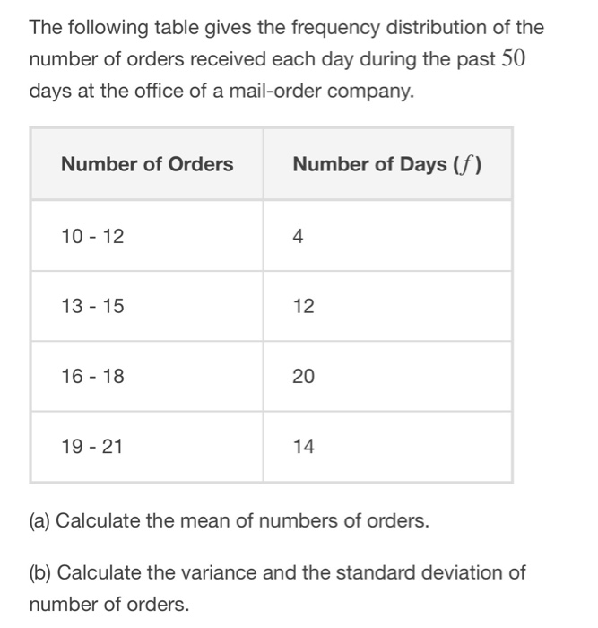 Solved The following table gives the frequency distribution