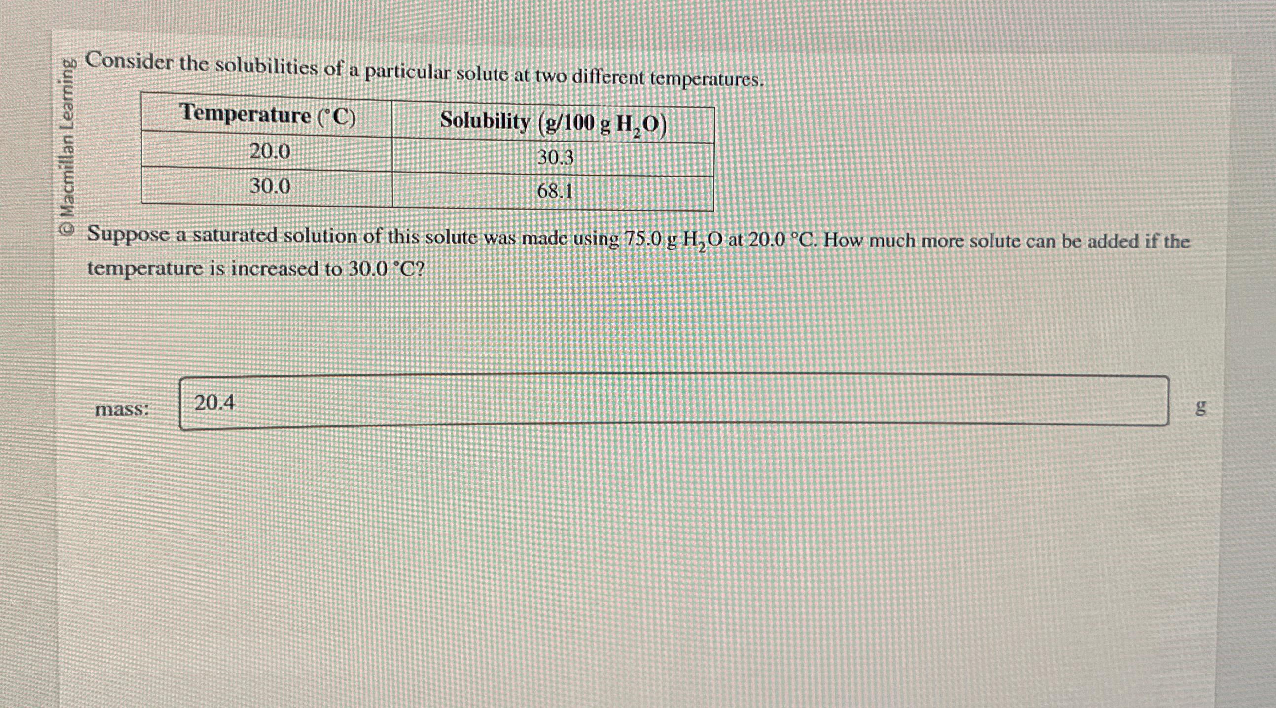Solved Do Consider the solubilities of a particular solute | Chegg.com
