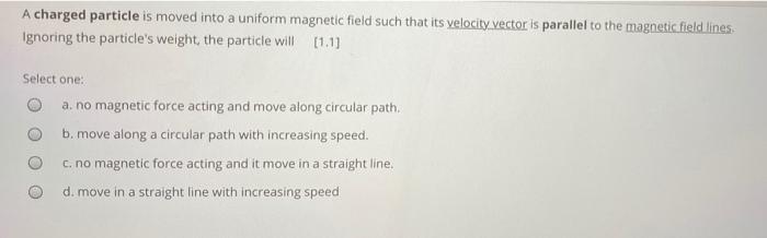 Solved A charged particle is moved into a uniform magnetic | Chegg.com
