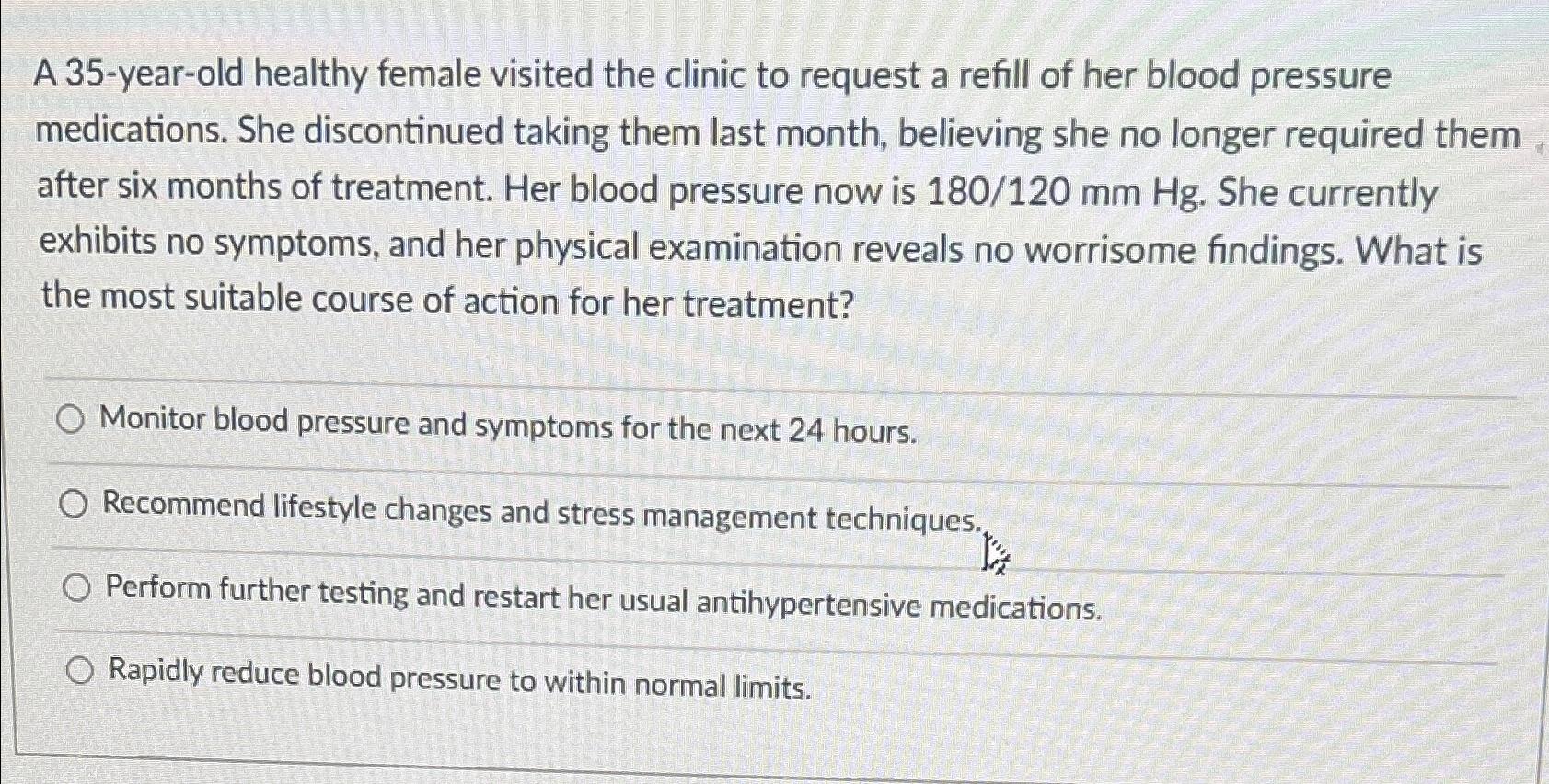 Solved A 35 Year Old Healthy Female Visited The Clinic To