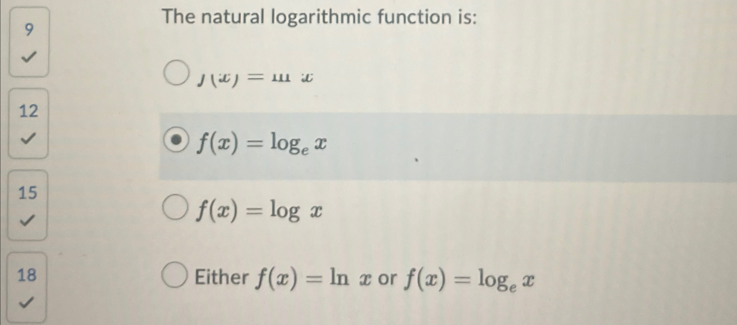 Solved The natural logarithmic function | Chegg.com