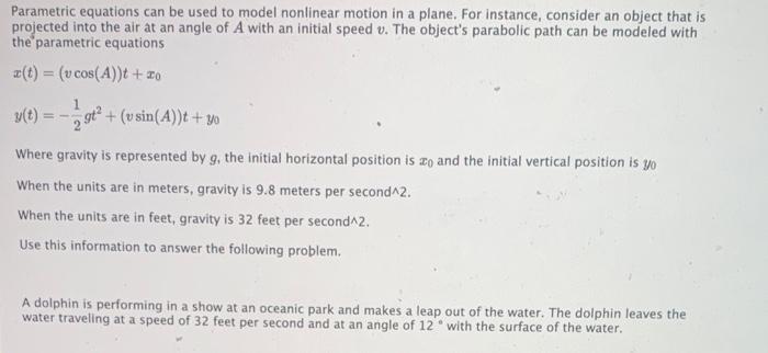 Solved Parametric equations can be used to model nonlinear | Chegg.com