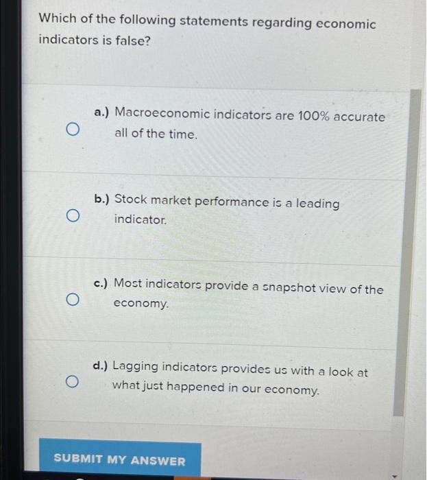 Solved Which of the following statements regarding economic