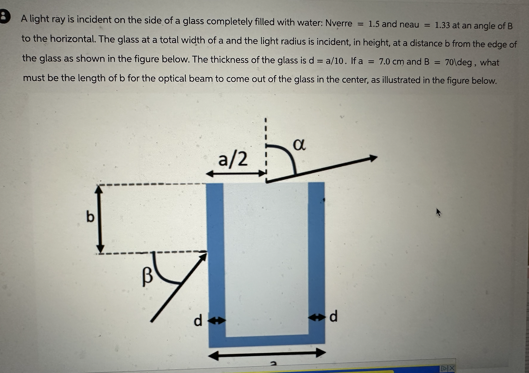 Solved 8 ﻿A light ray is incident on the side of a glass | Chegg.com