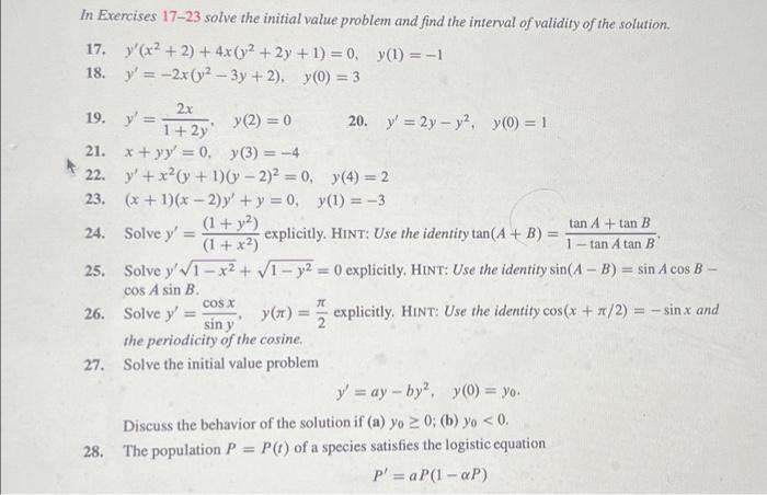 Solved In Exercises 17−23 solve the initial value problem | Chegg.com