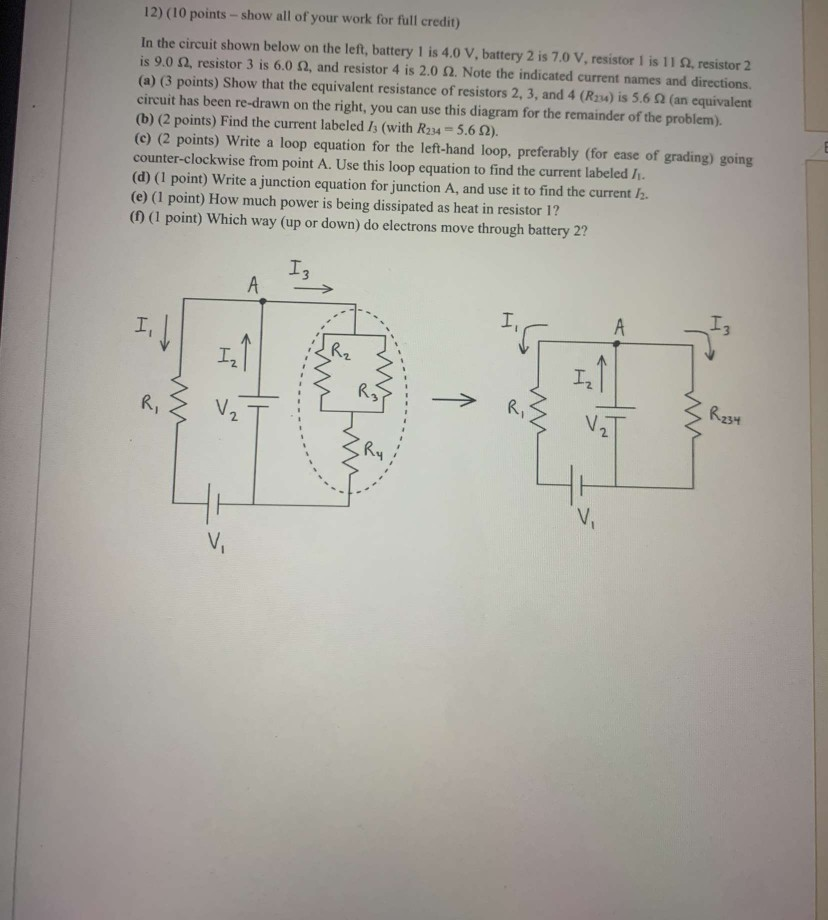 Solved 12) (10 points -- show all of your work for full | Chegg.com