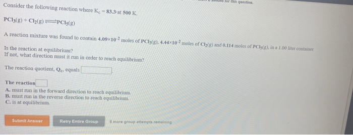 Solved for this questi Consider the following reaction where | Chegg.com