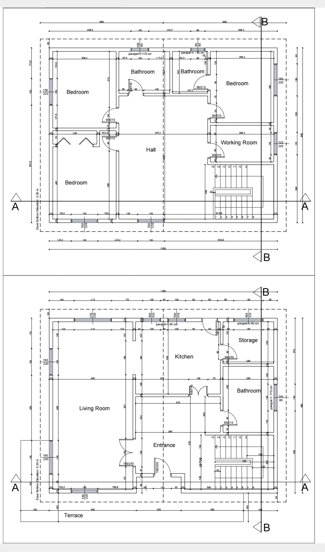 Solved Draw the Plan you see and also the two Sections, Est | Chegg.com