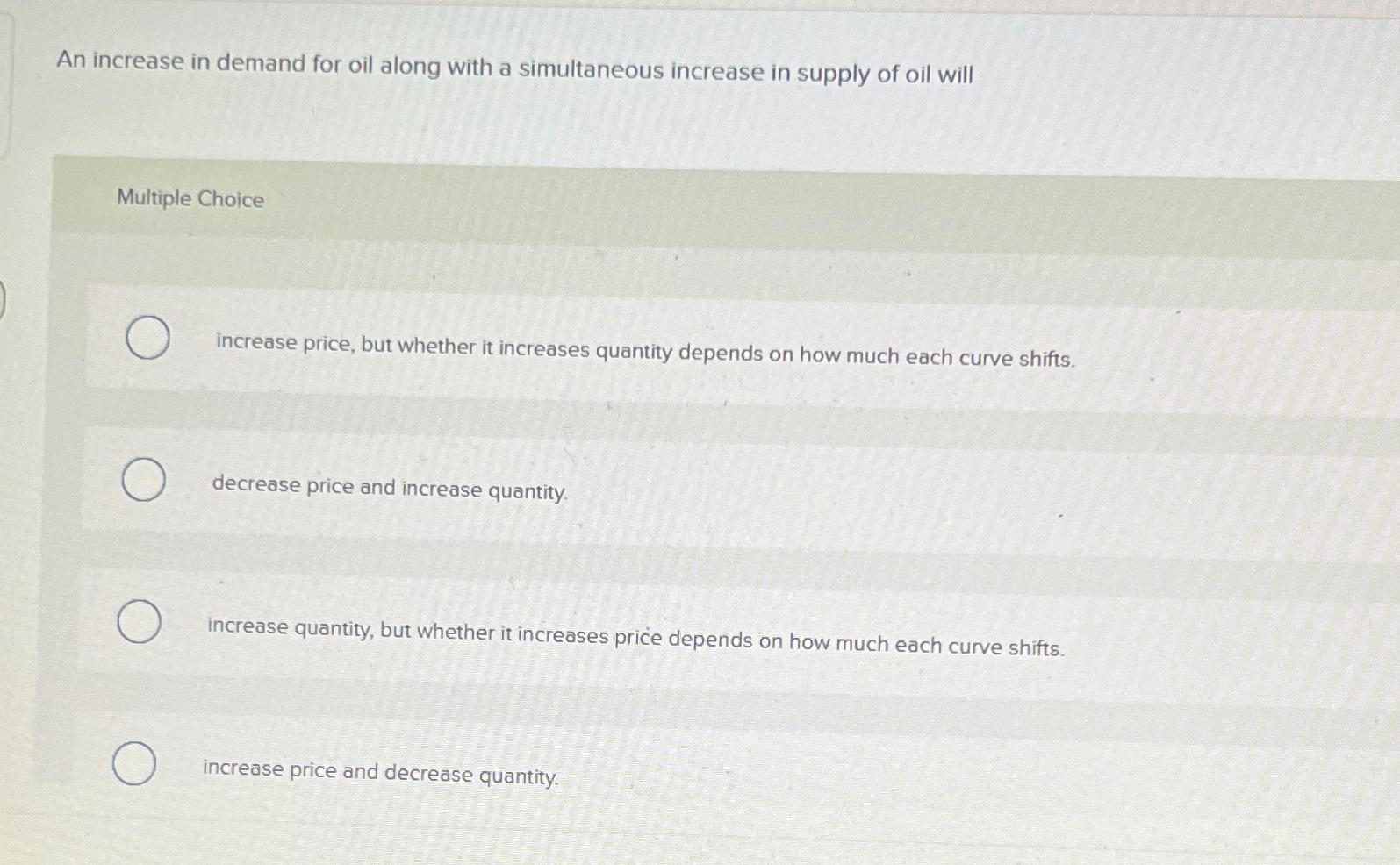 Solved An increase in demand for oil along with a | Chegg.com