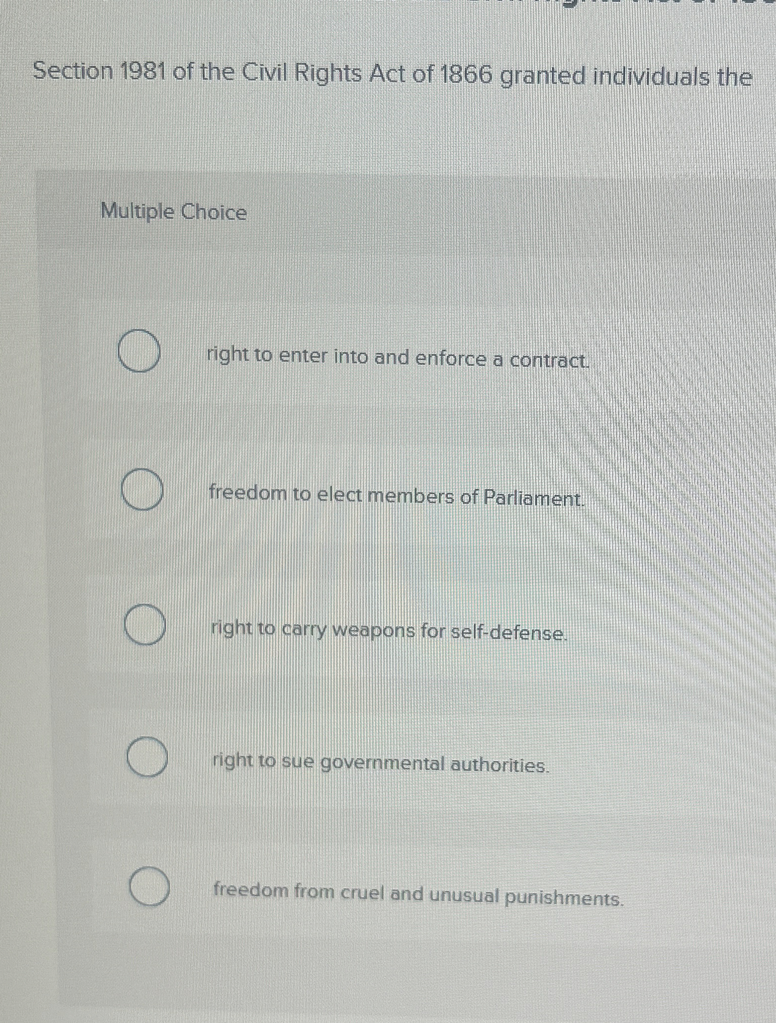 Solved Section 1981 ﻿of the Civil Rights Act of 1866 | Chegg.com