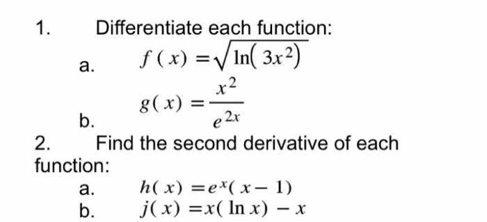 Solved 1 Differentiate Each Function F X V In 3x2 A Chegg Com