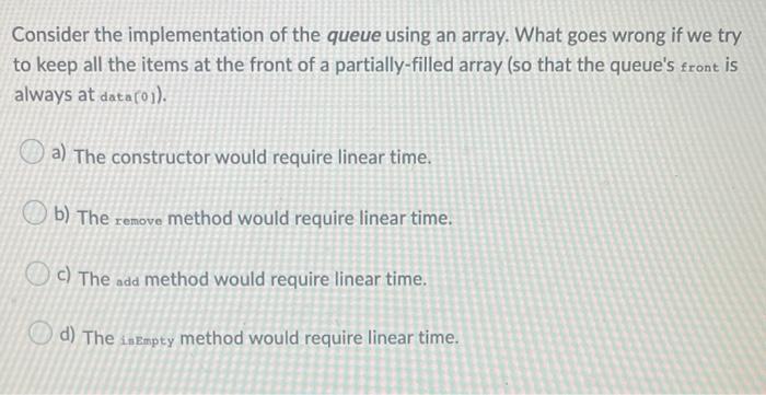 Solved Suppose we have a circular array implementation of | Chegg.com