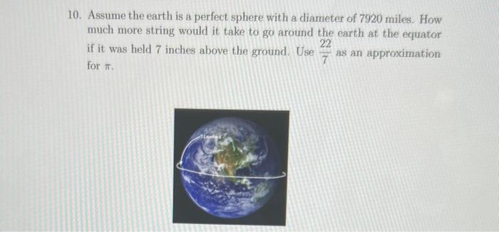 Solved 10. Assume the earth is a perfect sphere with a | Chegg.com