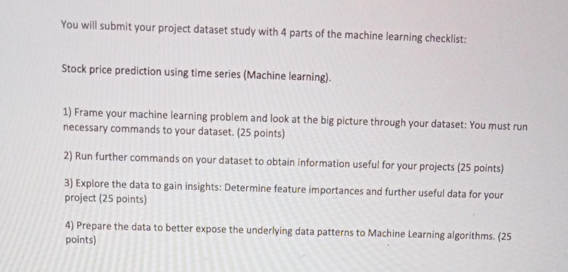 Solved you will submit your project dataset study with 4 chegg