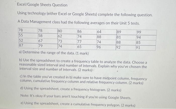 Solved Excel/Google Sheets Question Using technology (either | Chegg.com