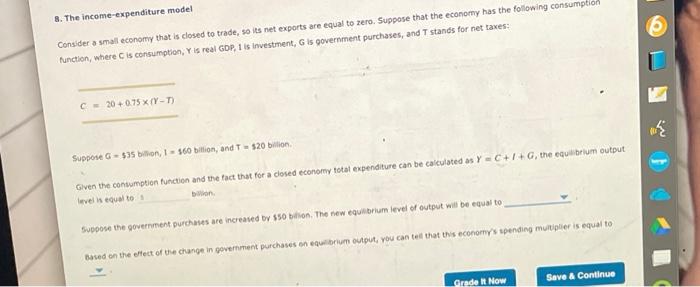 Solved 8. The income-expenditure model Consider a small | Chegg.com
