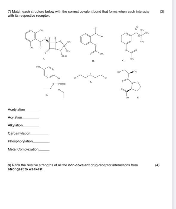 7) Match each structure below with the correct | Chegg.com