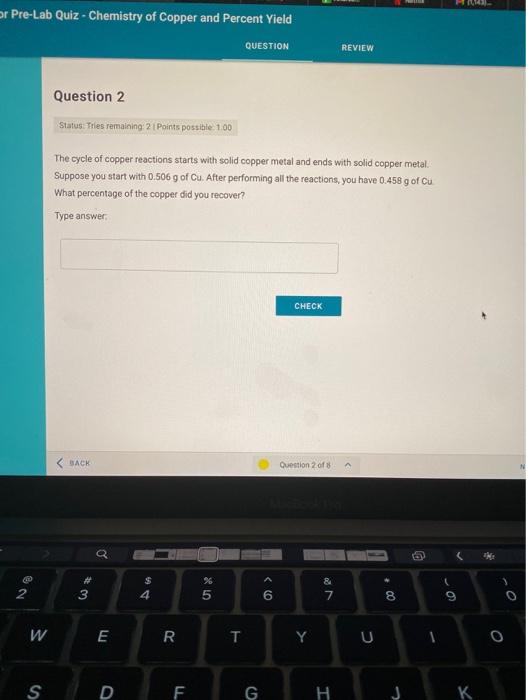 Solved - or Pre-Lab Quiz - Chemistry of Copper and Percent | Chegg.com