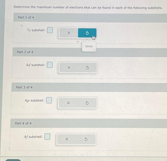 maximum number of electrons in n shells