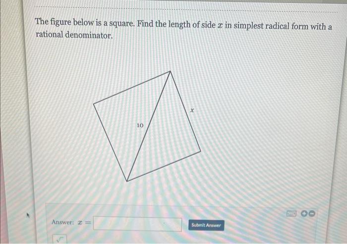 Solved The figure below is a square. Find the length of side | Chegg.com