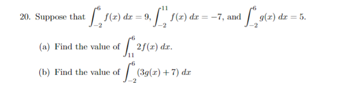 Solved Suppose that ∫-26f(x)dx=9,∫-211f(x)dx=-7, ﻿and | Chegg.com