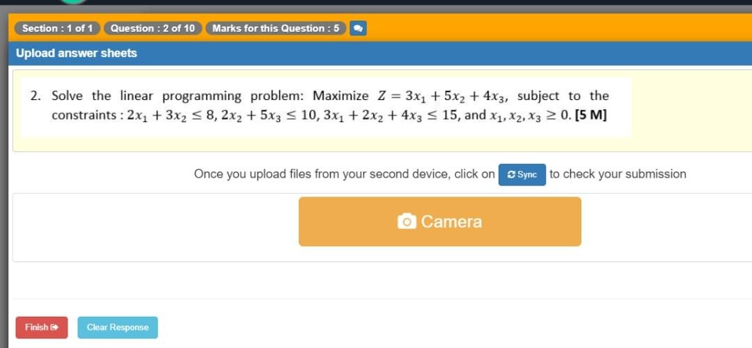 Solved Section : 1 of 1 Question : 2 of 10 Marks for this | Chegg.com