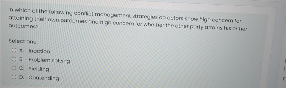 Solved In which of the following conflict management | Chegg.com