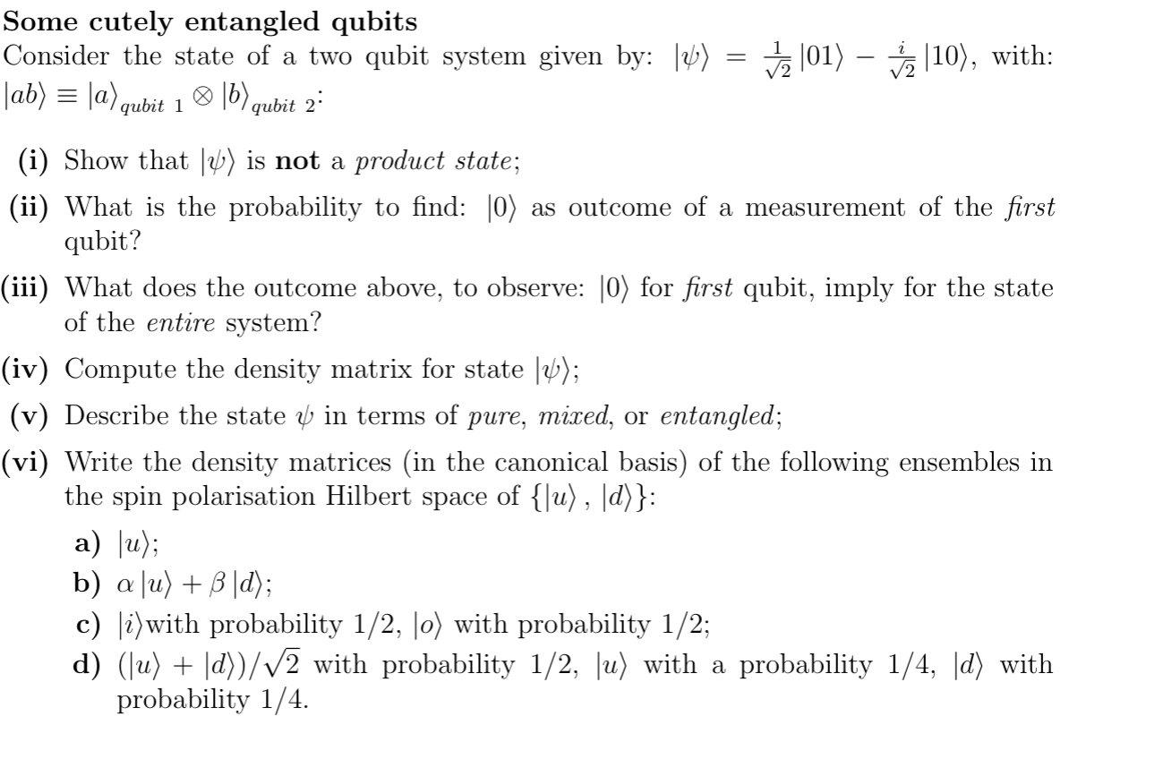 Solved Some cutely entangled qubitsConsider the state of a | Chegg.com