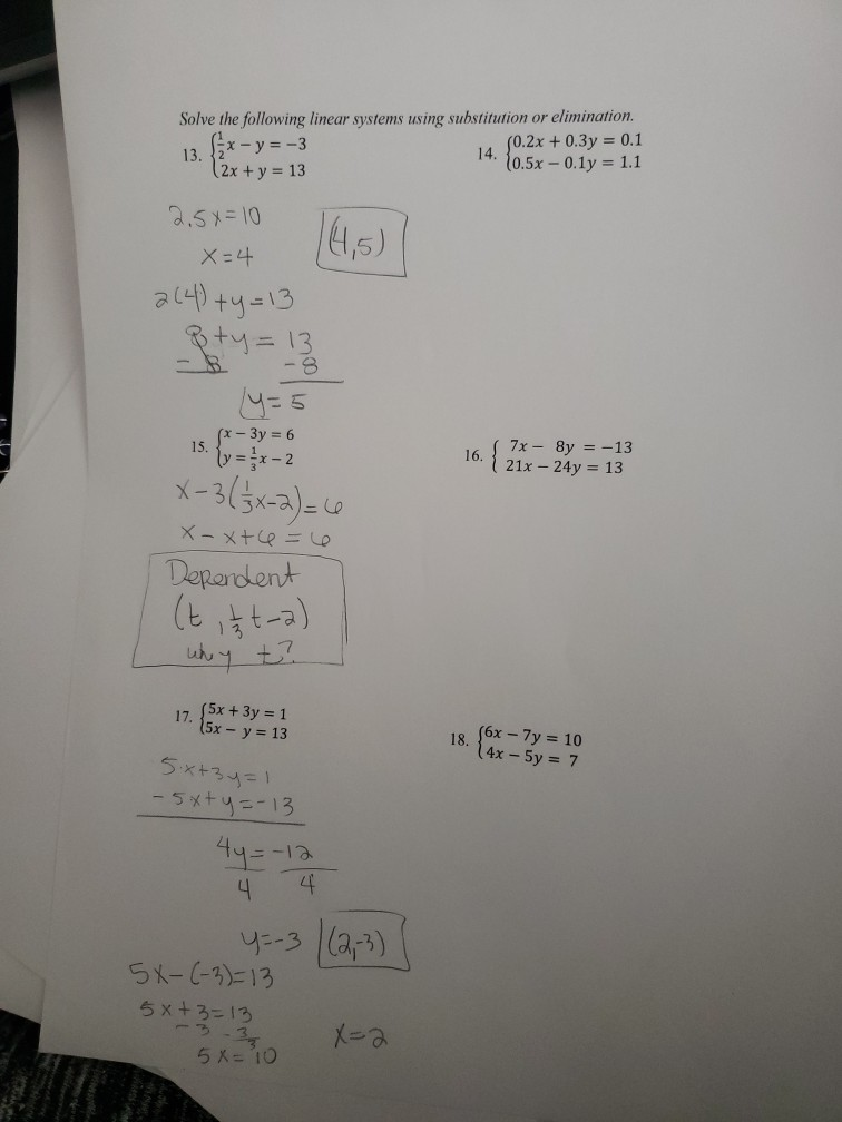 Solved Solve The Following Linear Systems Using Substitution Chegg Com