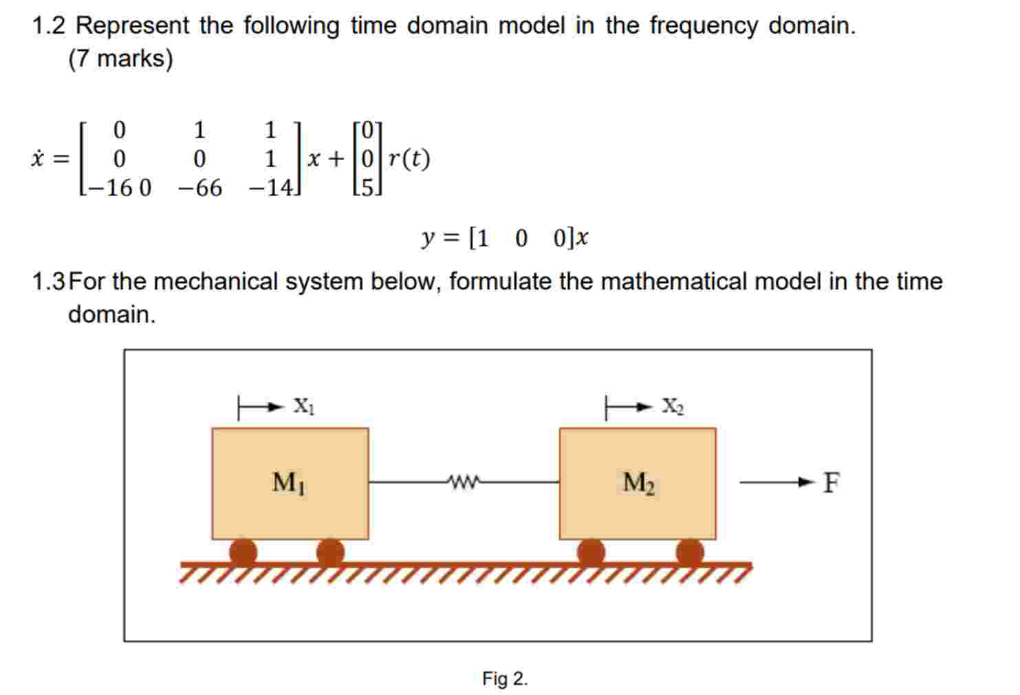 Solved 1.2 ﻿Represent the following time domain model in | Chegg.com