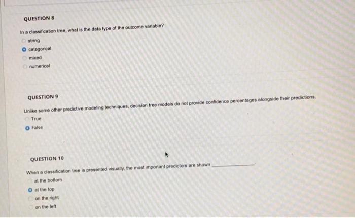 Solved QUESTION 8 In a classification tree, what is the data | Chegg.com