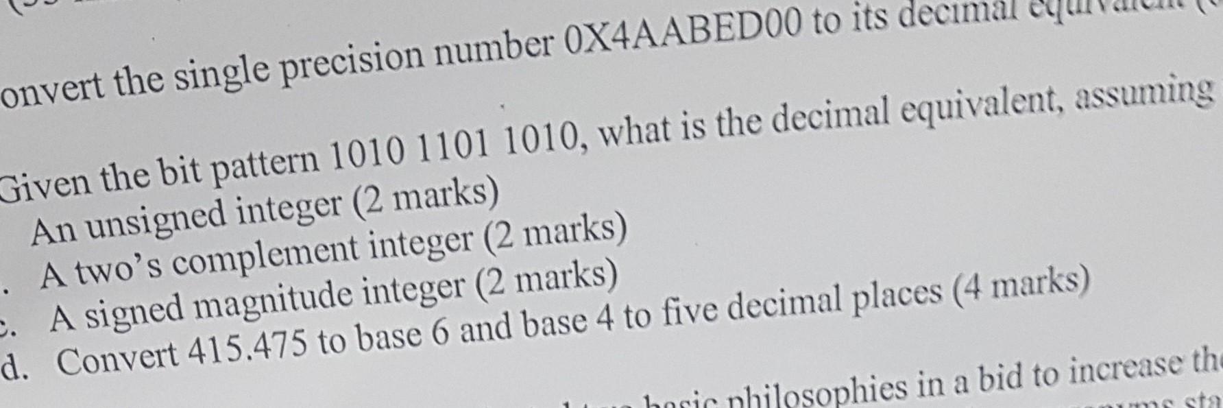 Solved onvert the single precision number 0X4AABED00 to its