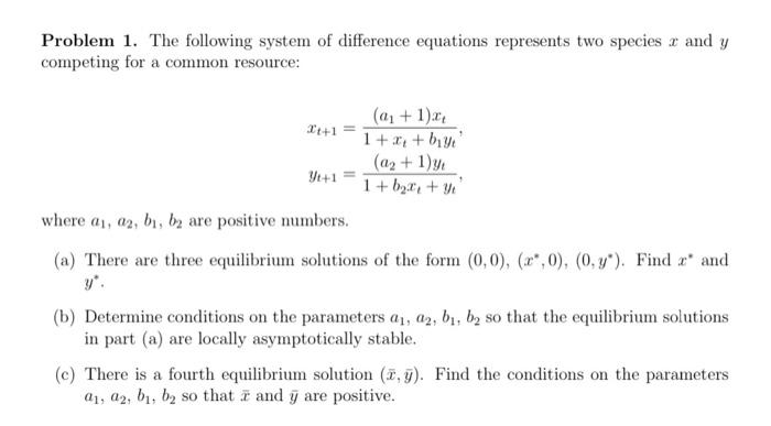 Solved Problem 1. The following system of difference | Chegg.com