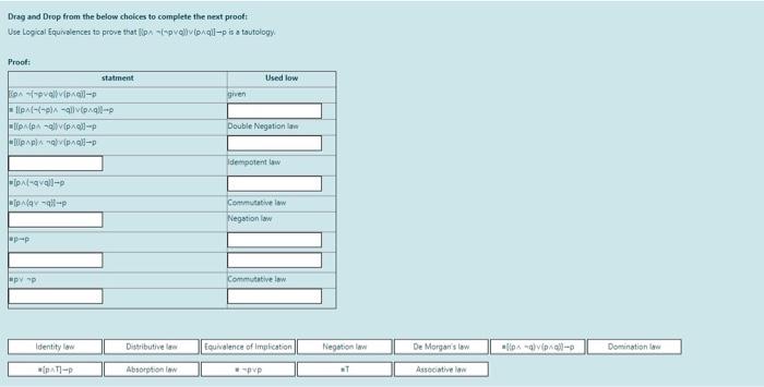 Solved Drag and Drop from the below choices to complete the | Chegg.com