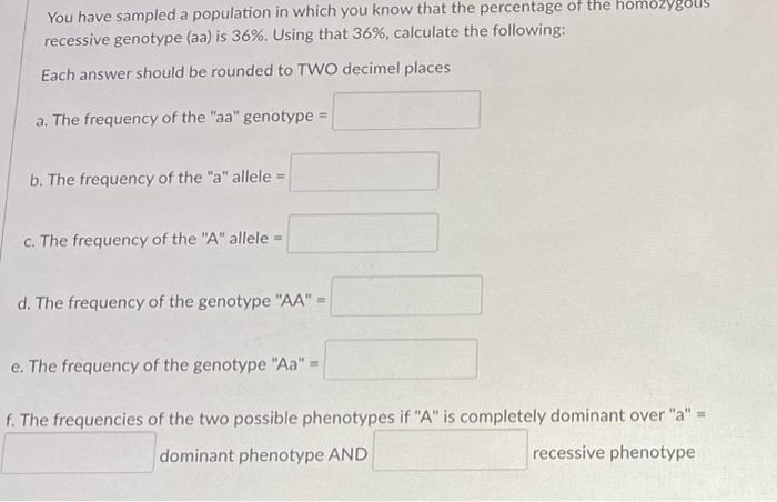 Solved Question 28 The frequency of two alleles in a gene | Chegg.com