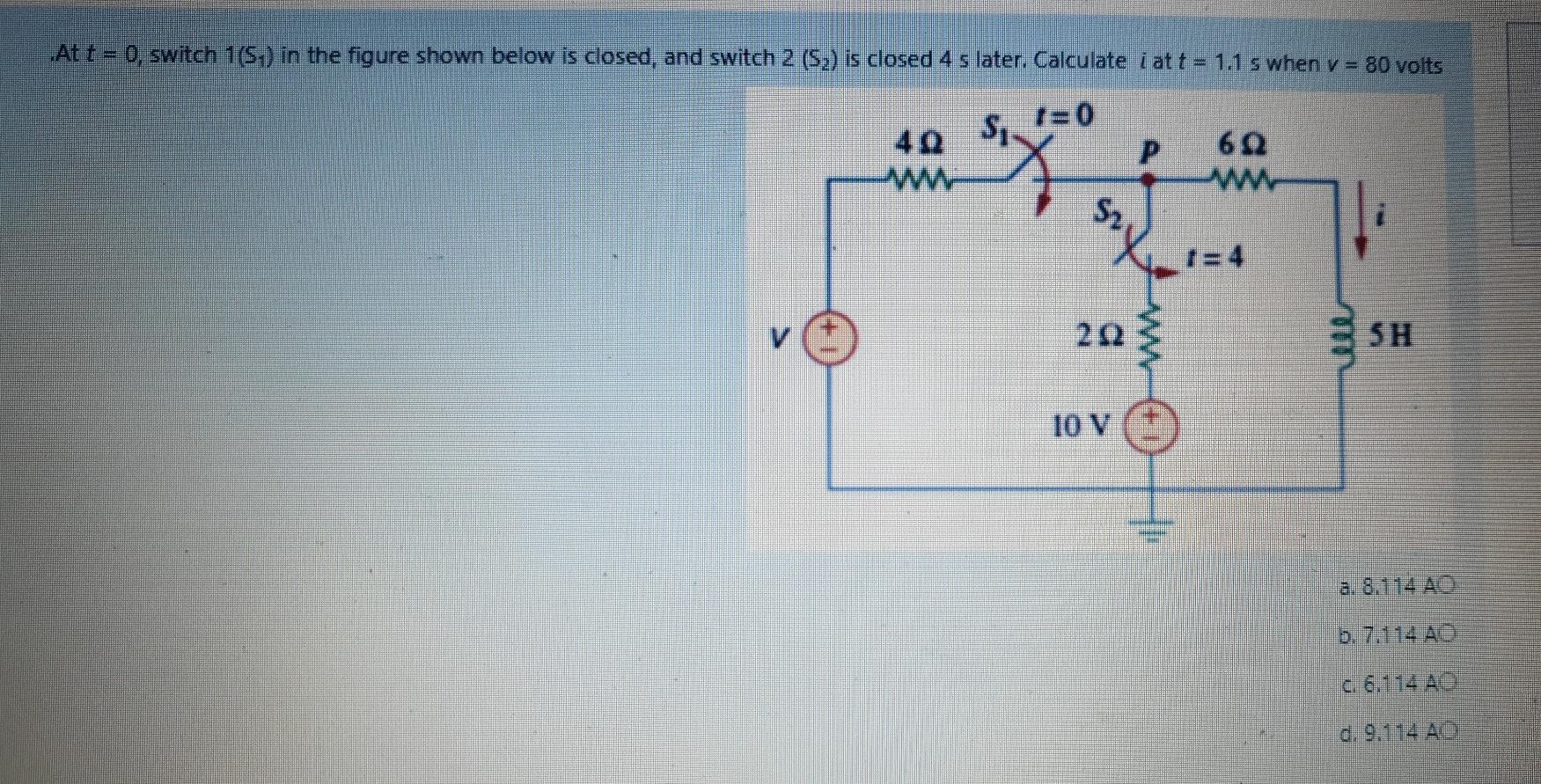 Solved .At t = 0, switch 1(S.) in the figure shown below is | Chegg.com