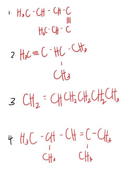 Solved 1 H3c−ch−ch−c H3⋅ch−c 2 H3c≡c−hc−ch3 Ch3