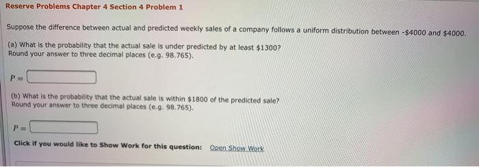 Solved Reserve Problems Chapter 4 Section 4 Problem 1 | Chegg.com
