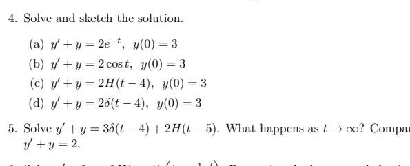 Solved 4. Solve and sketch the solution. (a) | Chegg.com