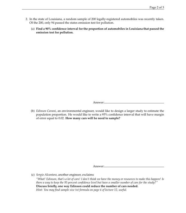 Solved Page 2 Of 3 2 In The State Of Louisiana A Random Chegg