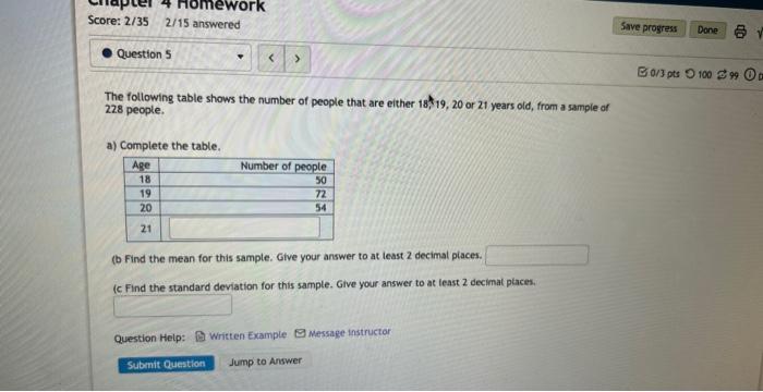 Solved The following table shows the number of people that | Chegg.com