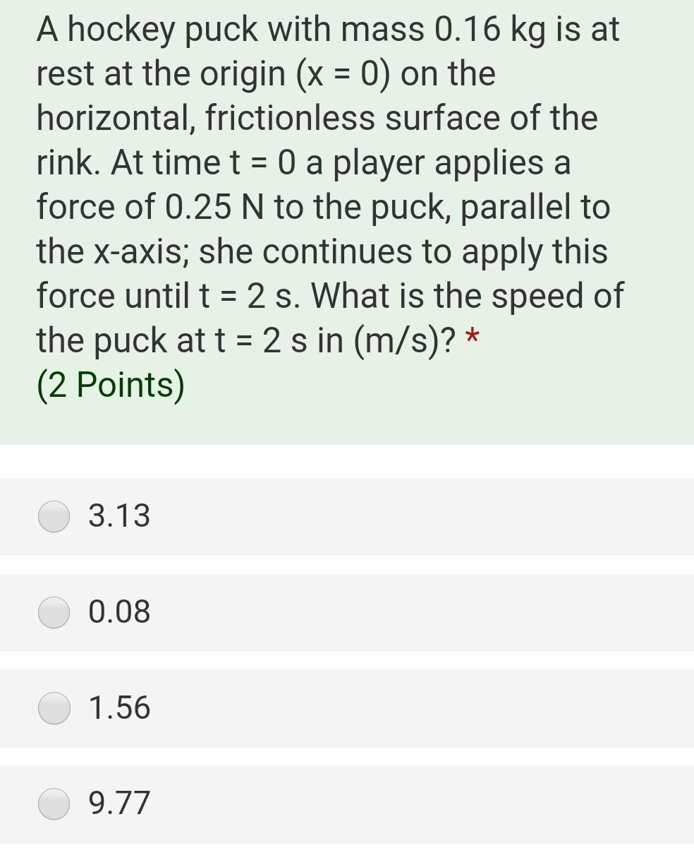 A Hockey Puck With a Mass of 0.16 Kg: Physics in Action