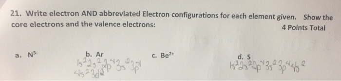 Solved 21. Write electron AND abbreviated Electron | Chegg.com