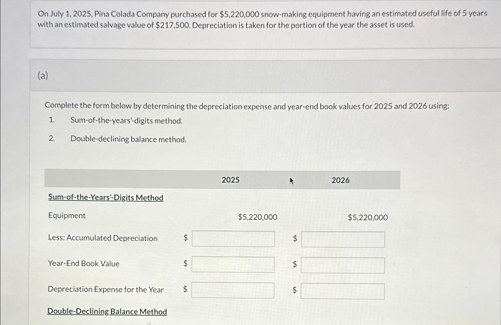 Solved On July 1, 2025, ﻿Pina Colada Company purchased for