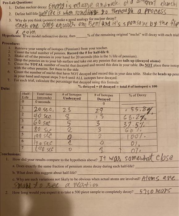 PreLab Questions . 1. Define nuclear decay. Energy