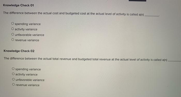 Solved Knowledge Check 01 The difference between the actual | Chegg.com