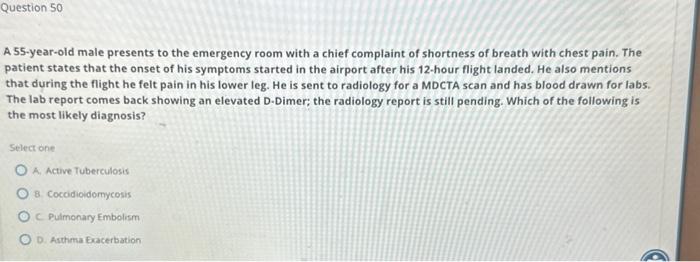 Solved A 55-year-old male presents to the emergency room | Chegg.com