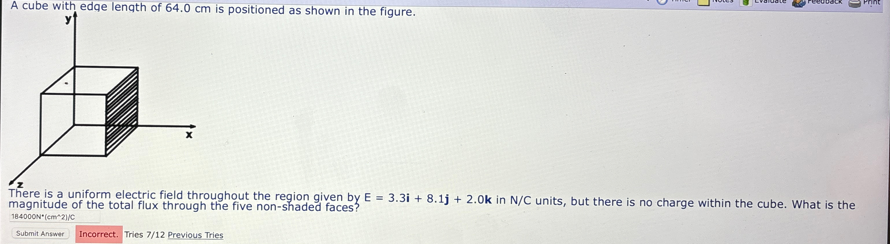 Solved A cube with edae lenath of 6Δ∩rm ﻿is positioned as | Chegg.com