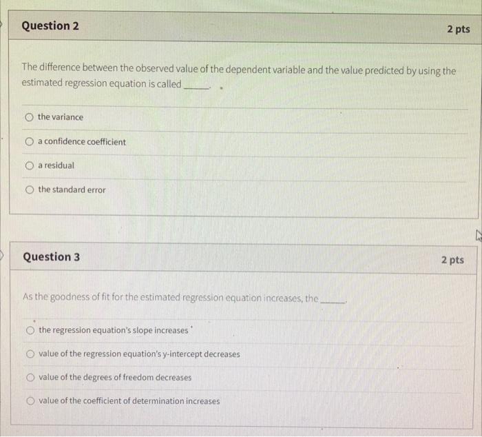 Solved Question 2 2 pts The difference between the observed | Chegg.com